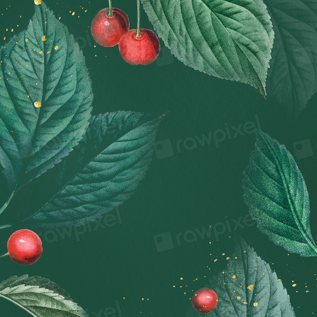 Cherry leaves patterned Christmas social | Premium Photo - rawpixel