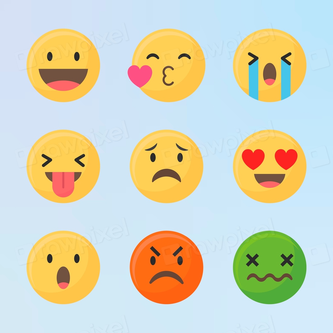 Face emoticon symbol set illustration | Premium PSD - rawpixel