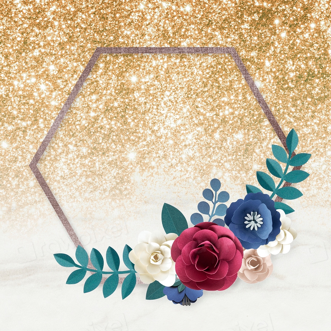 Psd paper craft flower hexagon | Free PSD - rawpixel