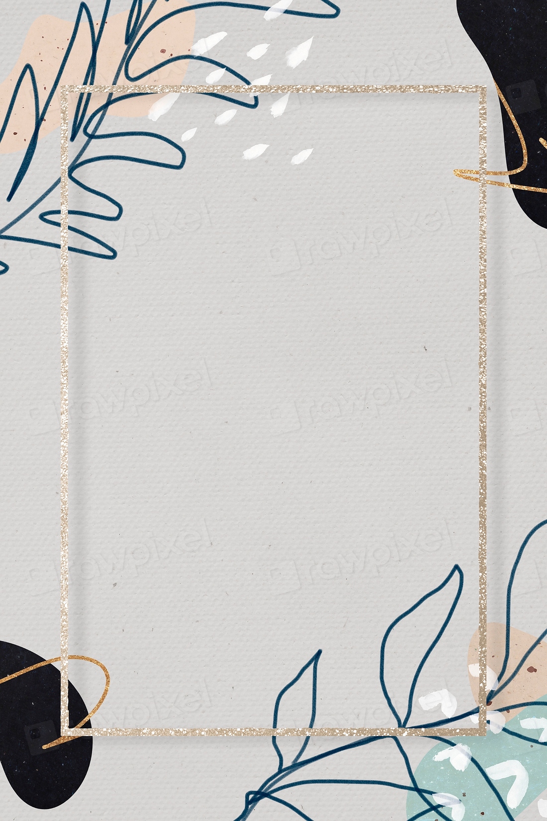 Gold frame Memphis patterned background | Premium PSD - rawpixel