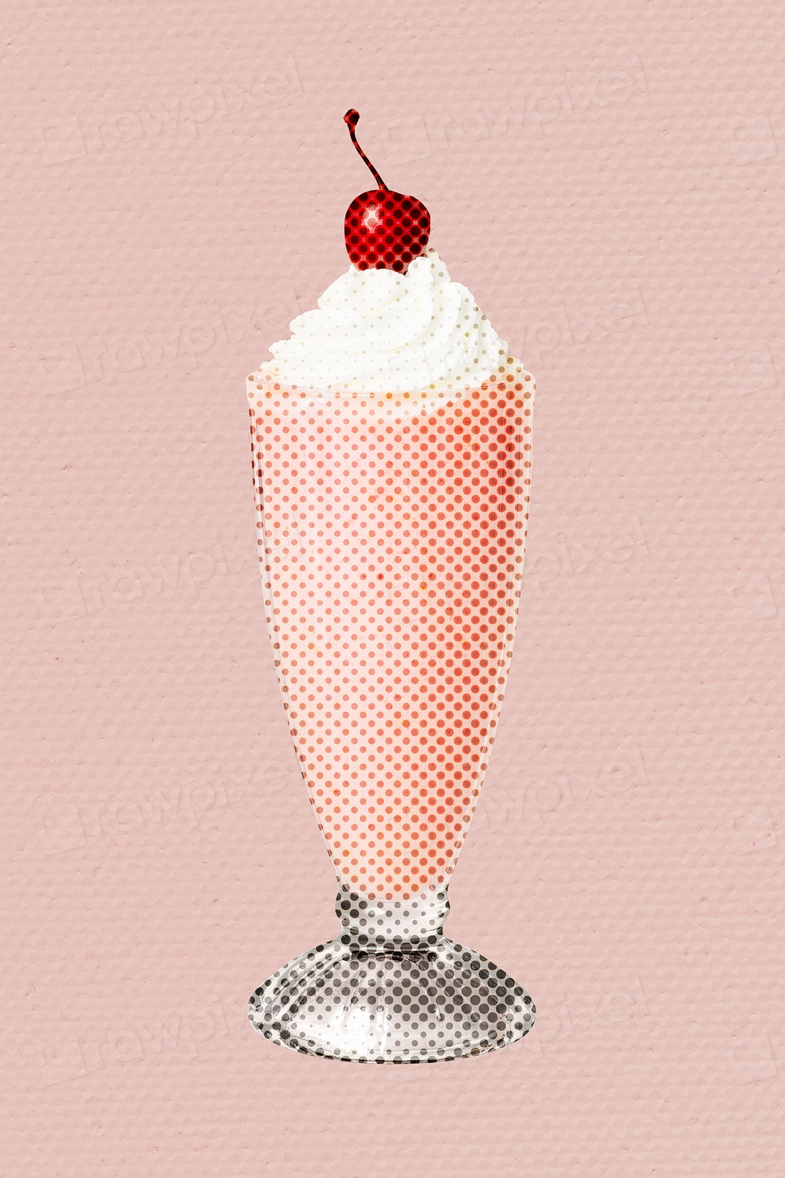 Halftone strawberry milkshake drink sticker | Free PSD - rawpixel