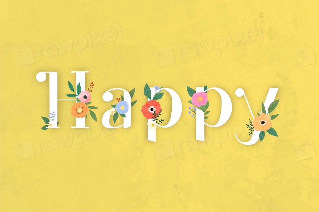 Floral elegant happy lettering vector | Premium Vector - rawpixel