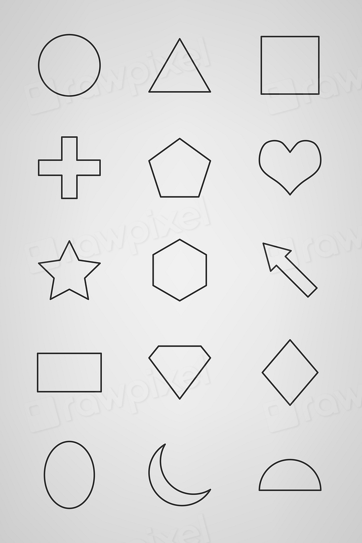 Stroke geometric shapes set vector | Premium Vector - rawpixel