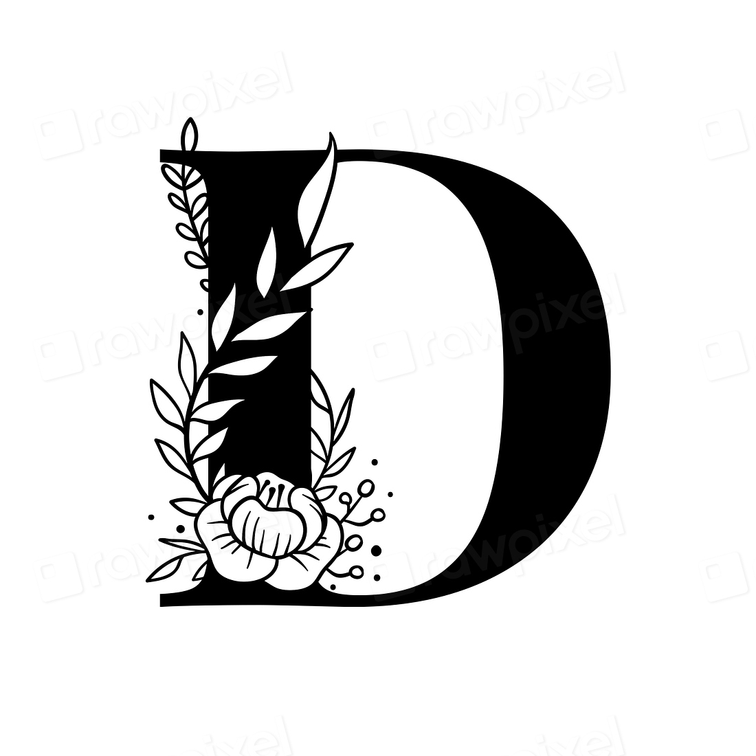 Letter D script floral alphabet | Free Photo - rawpixel