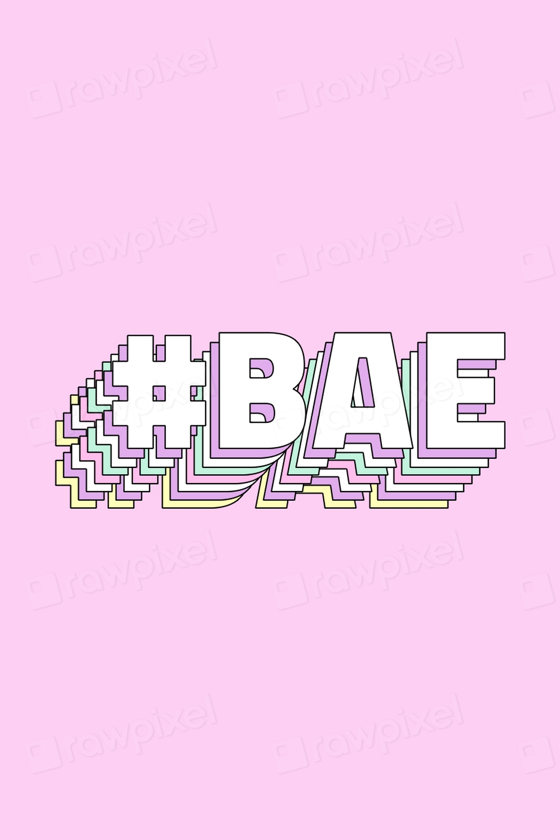 Hashtag bae layered typography retro | Free Photo - rawpixel