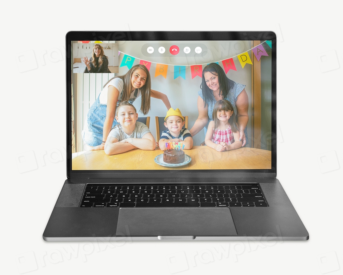 Remote birthday party isolated graphic Premium PSD rawpixel