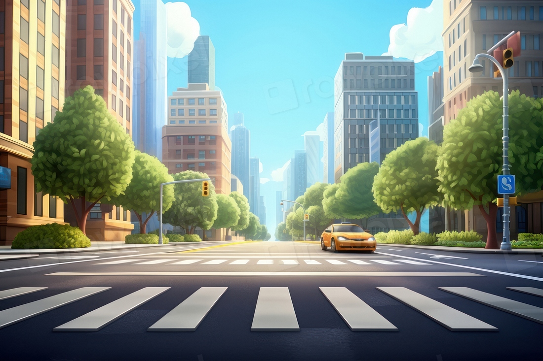 Car architecture crosswalk cityscape. | Premium Photo Illustration ...