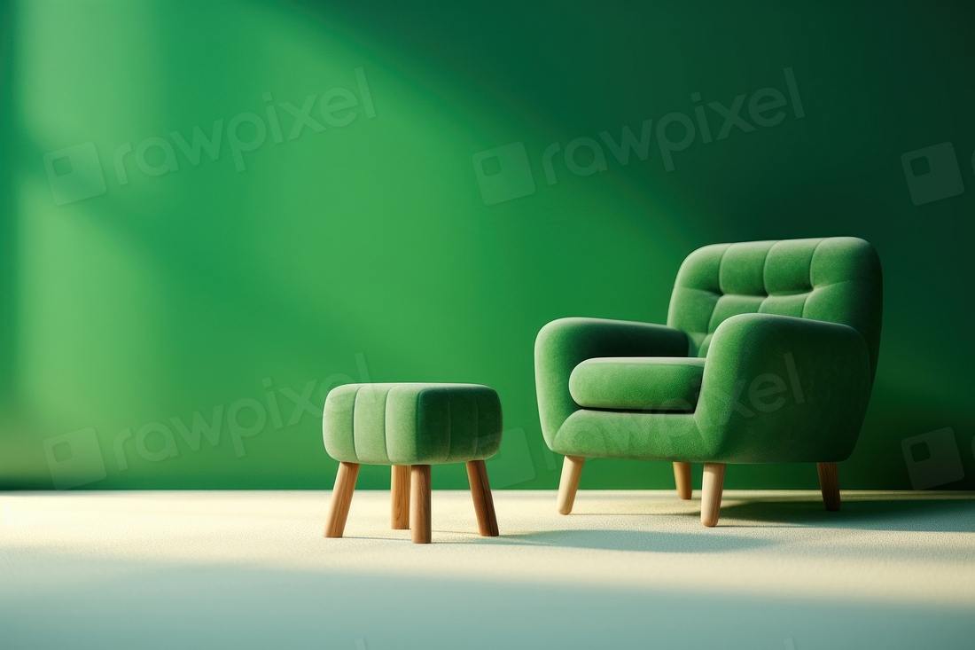 Chair green furniture armchair. AI | Free Photo Illustration - rawpixel