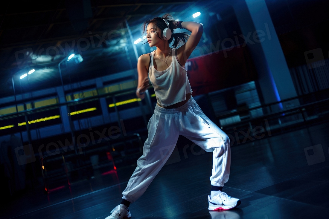 Dancing headphones sports night. | Premium Photo - rawpixel