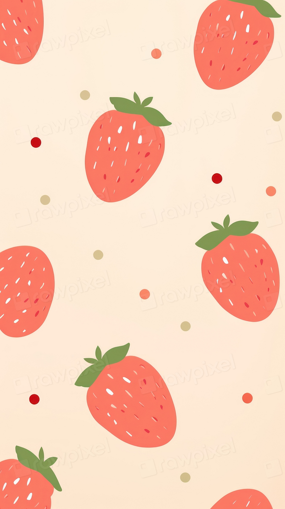 Wallpaper pattern strawberry fruit plant. | Premium Photo Illustration