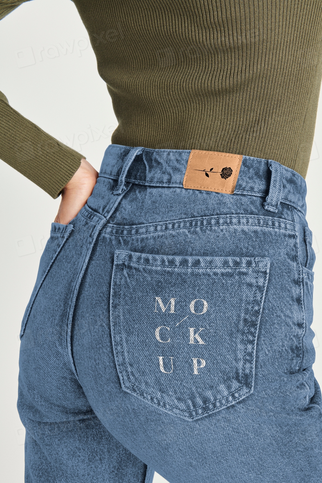 Blue jeans back pocket template | Premium PSD Mockup - rawpixel