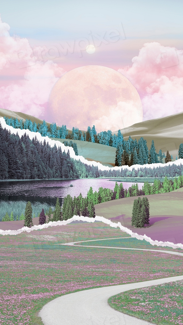 Moon & mountain aesthetic iPhone | Premium Photo Illustration - rawpixel