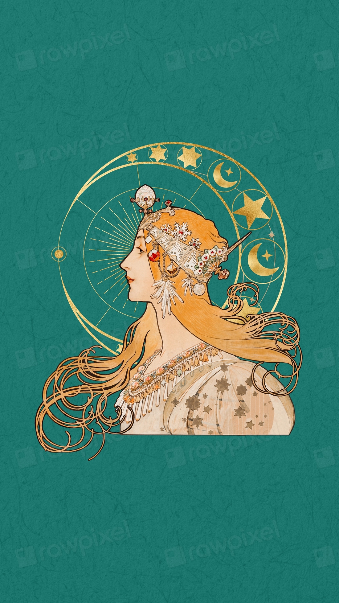 Alphonse Mucha's Zodiac iPhone wallpaper, | Premium Photo Illustration ...