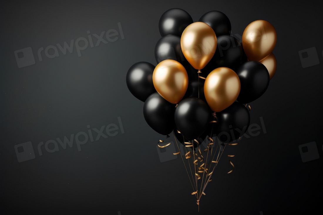 Balloon black gold celebration design Free Photo rawpixel