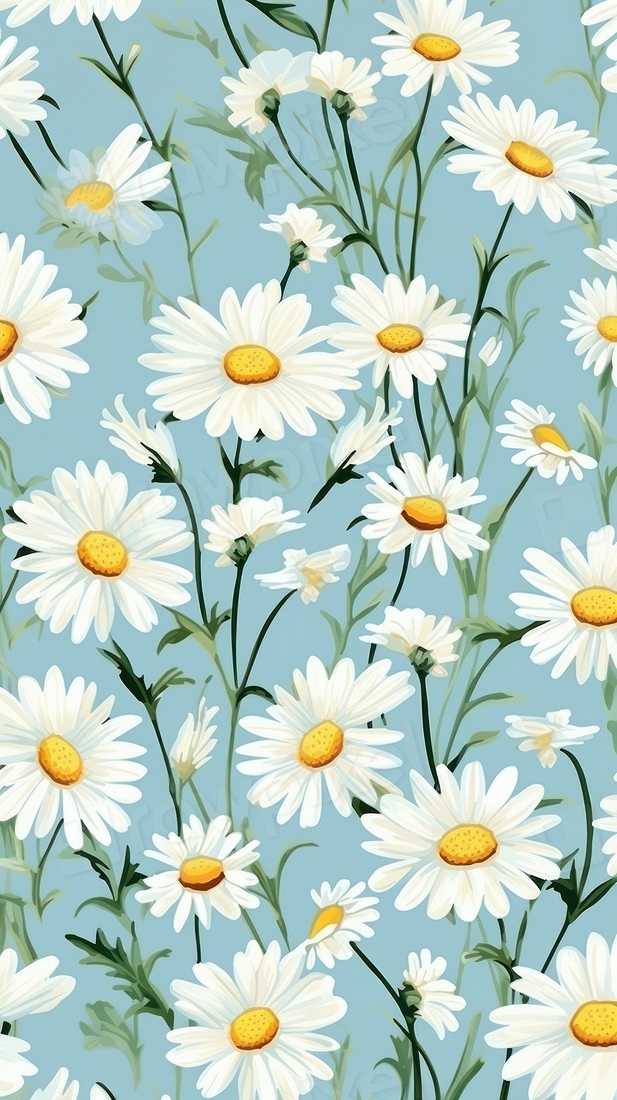 Cute daisy pattern wallpaper flower. Free Photo Illustration rawpixel