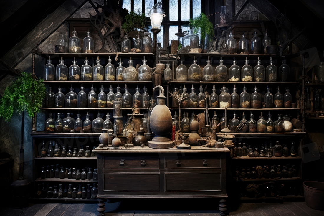 Potion racks shelf architecture arrangement. | Premium Photo - rawpixel