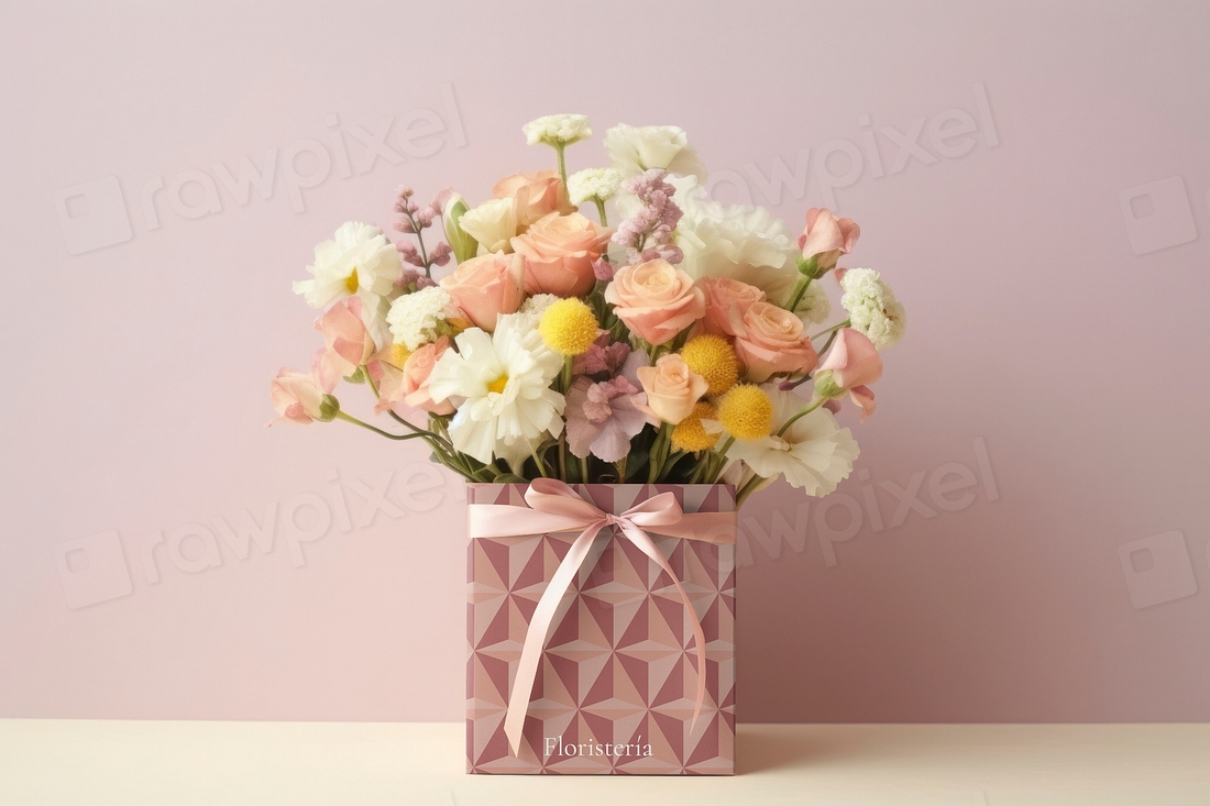 Flower bouquet mockup, packaging psd Premium PSD Mockup rawpixel