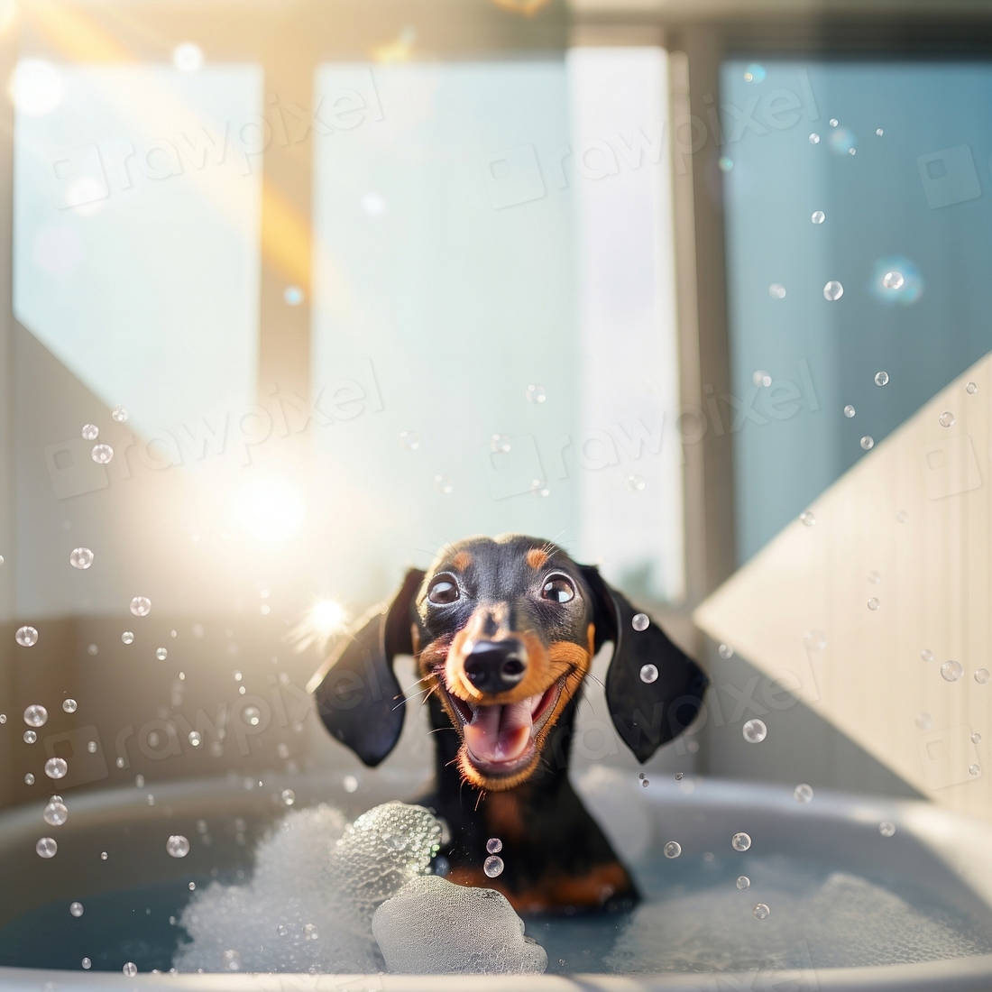 Bathtub dog dachshund bathroom. | Premium Photo - rawpixel