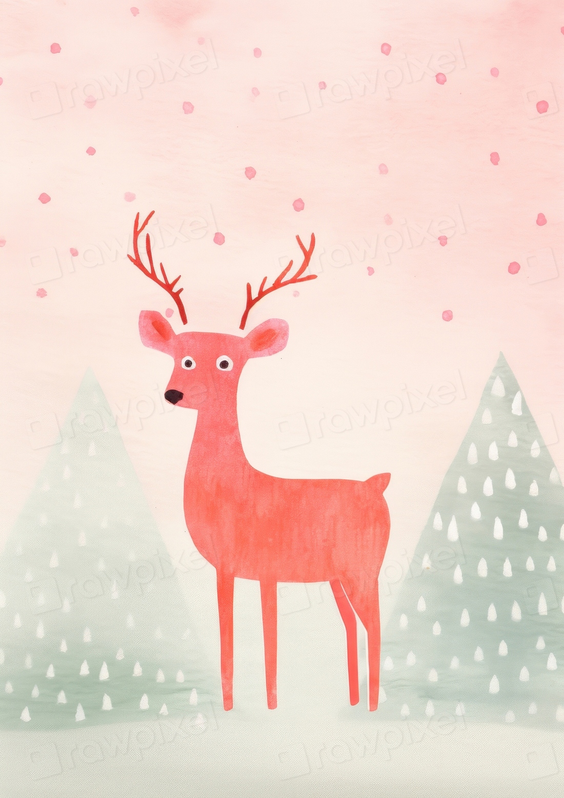 Cute reindeer art animal mammal | Premium Photo Illustration - rawpixel