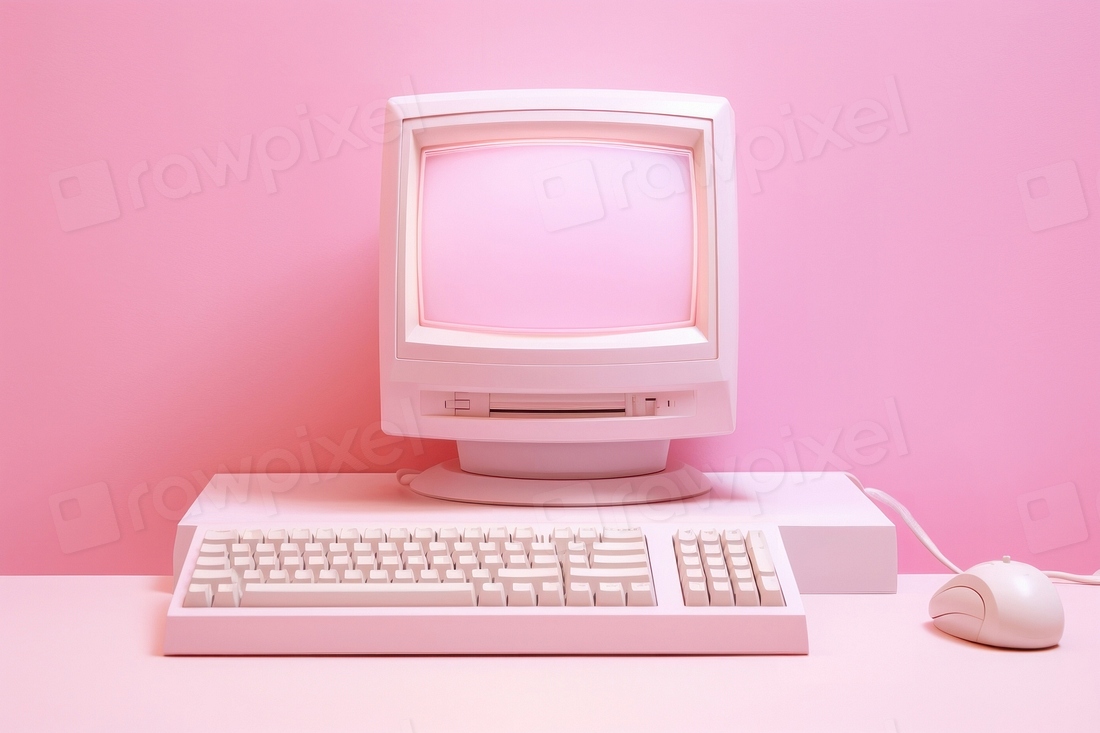 Pink computer and keyboard. AI | Free Photo - rawpixel