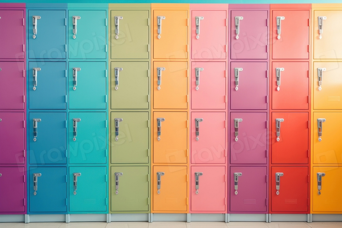 Assorted-color lockers furniture wall organization. | Premium Photo ...