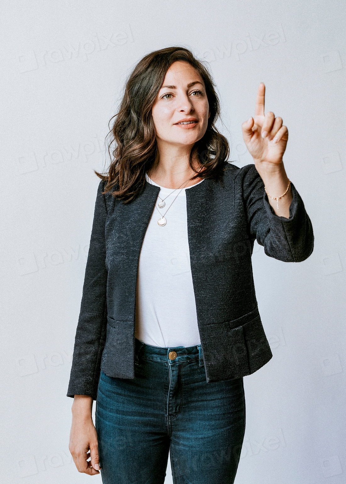 Woman Touching A Screen With Her Premium Photo Rawpixel