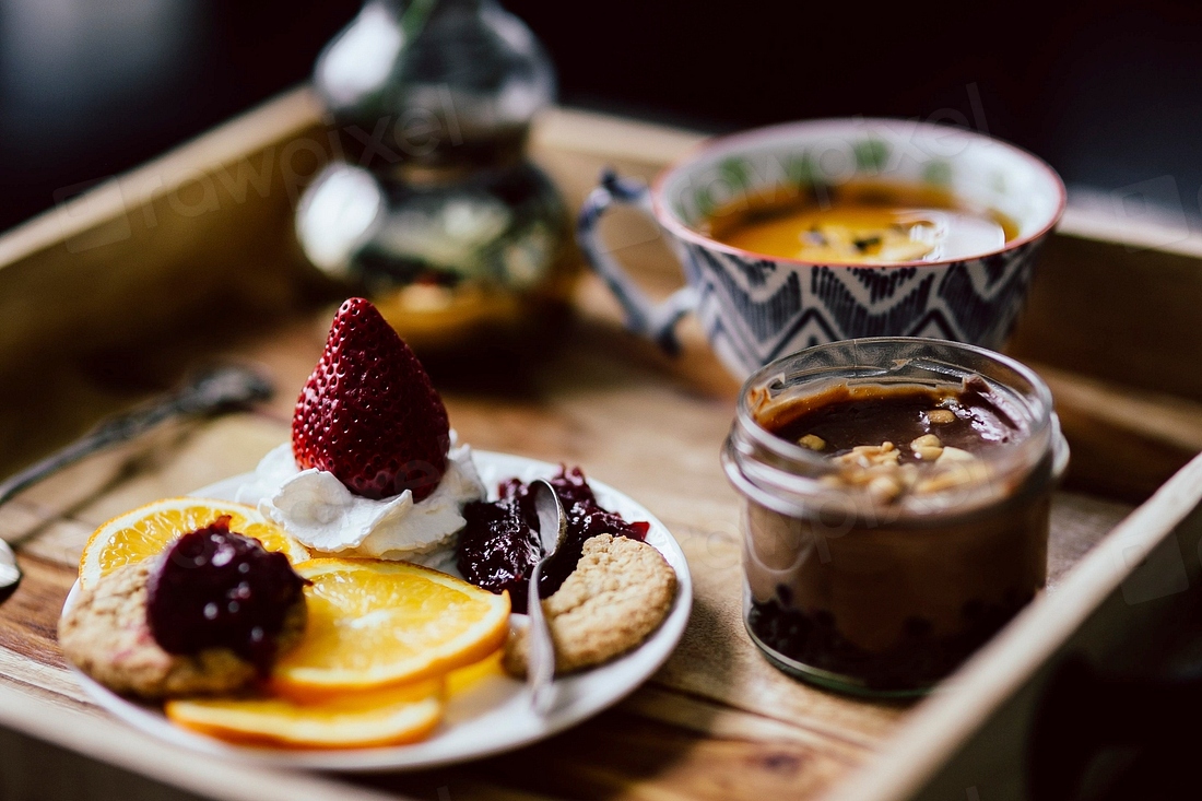 Tray sweet desserts. Visit Kaboompics | Premium Photo - rawpixel