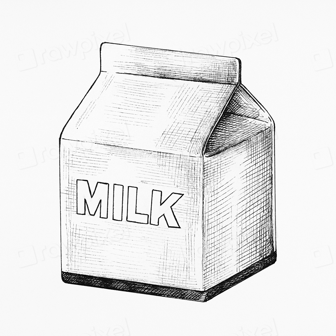 Hand drawn small carton milk Premium PSD rawpixel