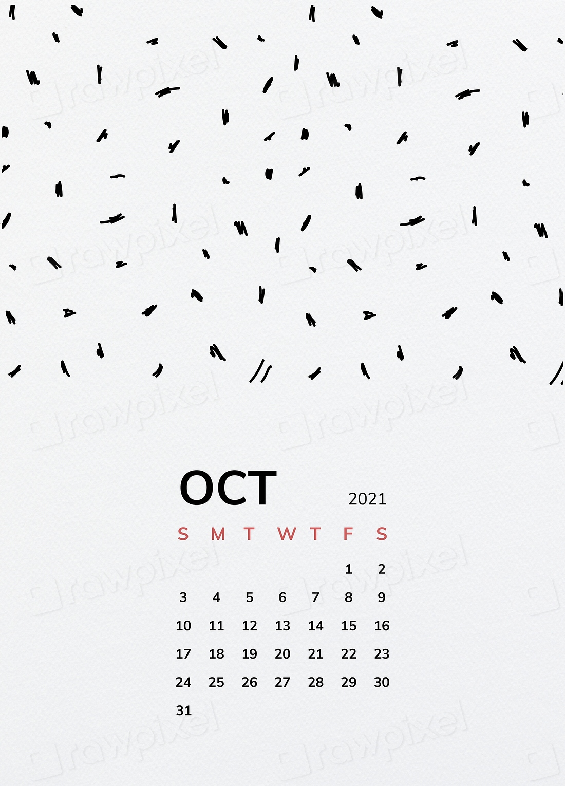 Calendar 2021 October printable black | Free Photo - rawpixel