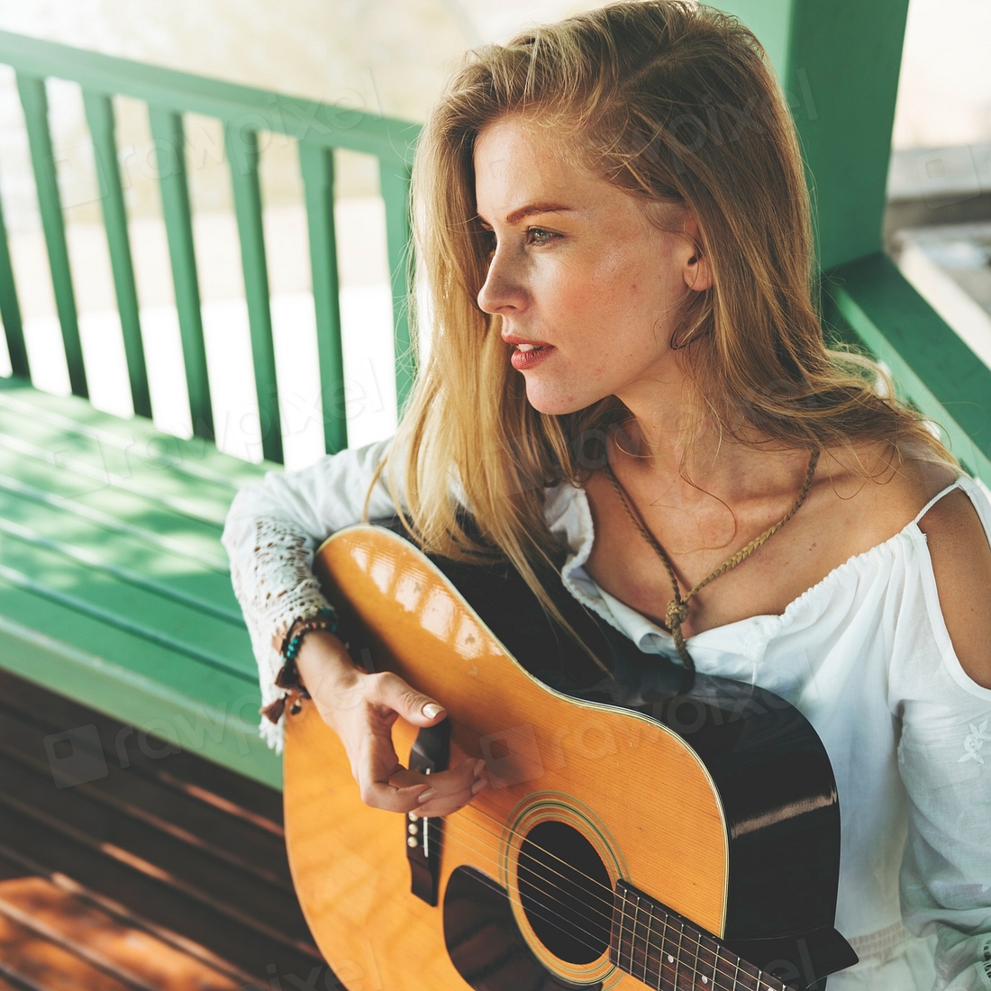 Beautiful Country Girl Her Guitar Premium Photo Rawpixel 0377