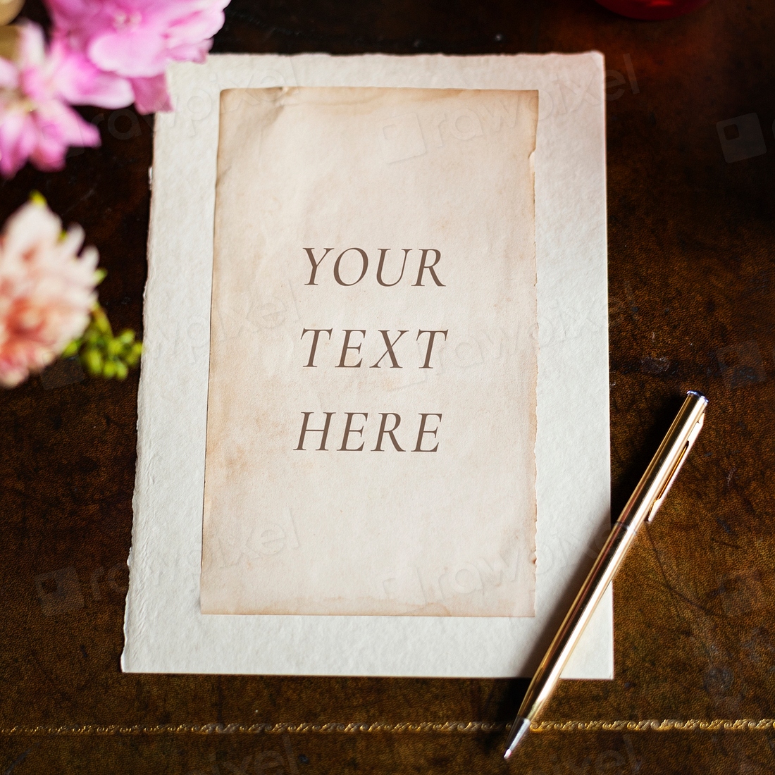 Vintage paper mockup wooden table | Premium PSD Mockup - rawpixel