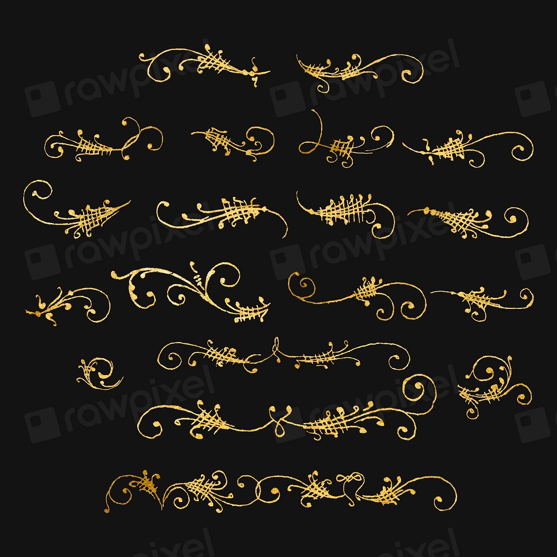 Vector Gold Vintage Divider Set Premium Vector Rawpixel