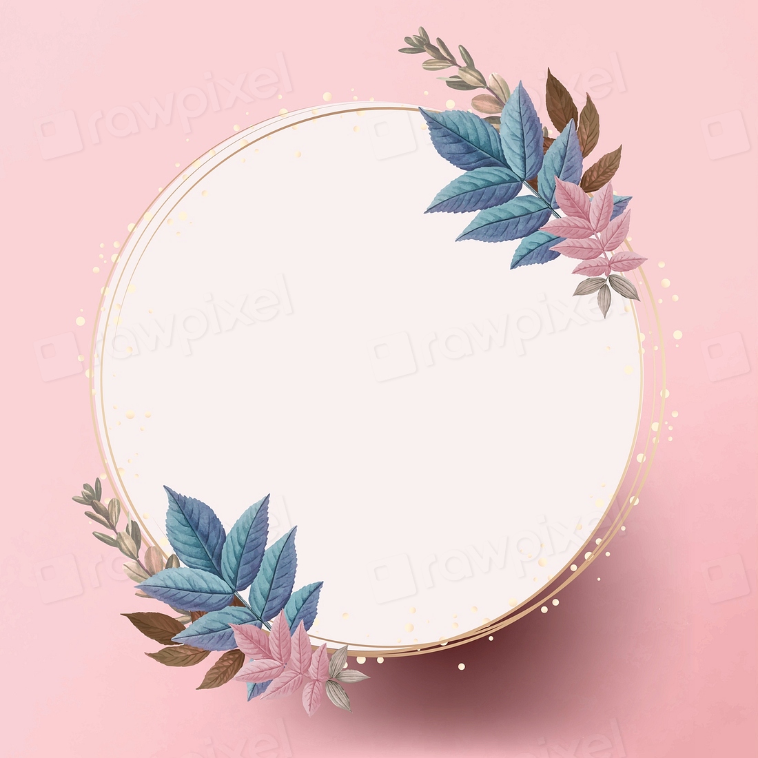 Blank round golden frame decorated | Premium Vector - rawpixel