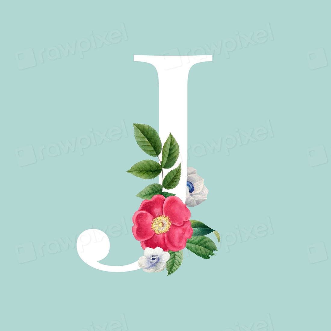 Floral capital letter J alphabet | Premium Vector - rawpixel