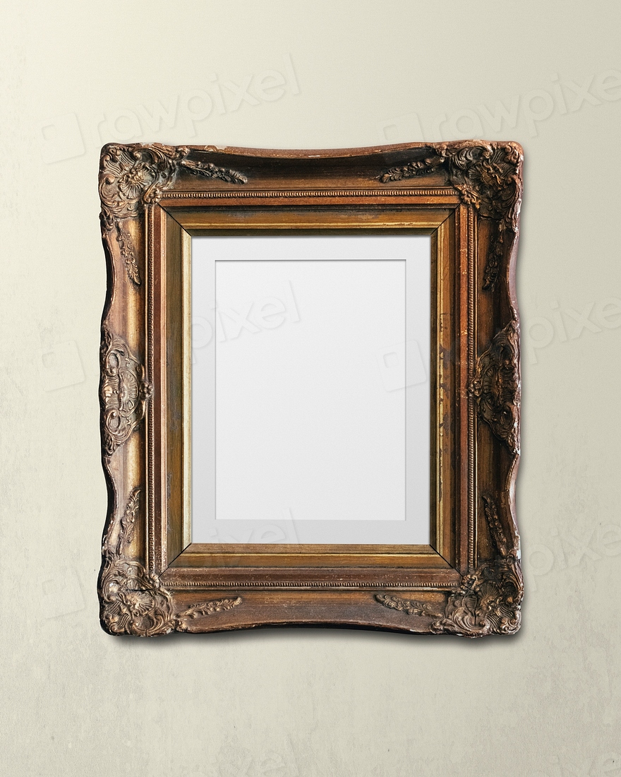 Vintage rectangle gold picture frame | Premium PSD Mockup - rawpixel