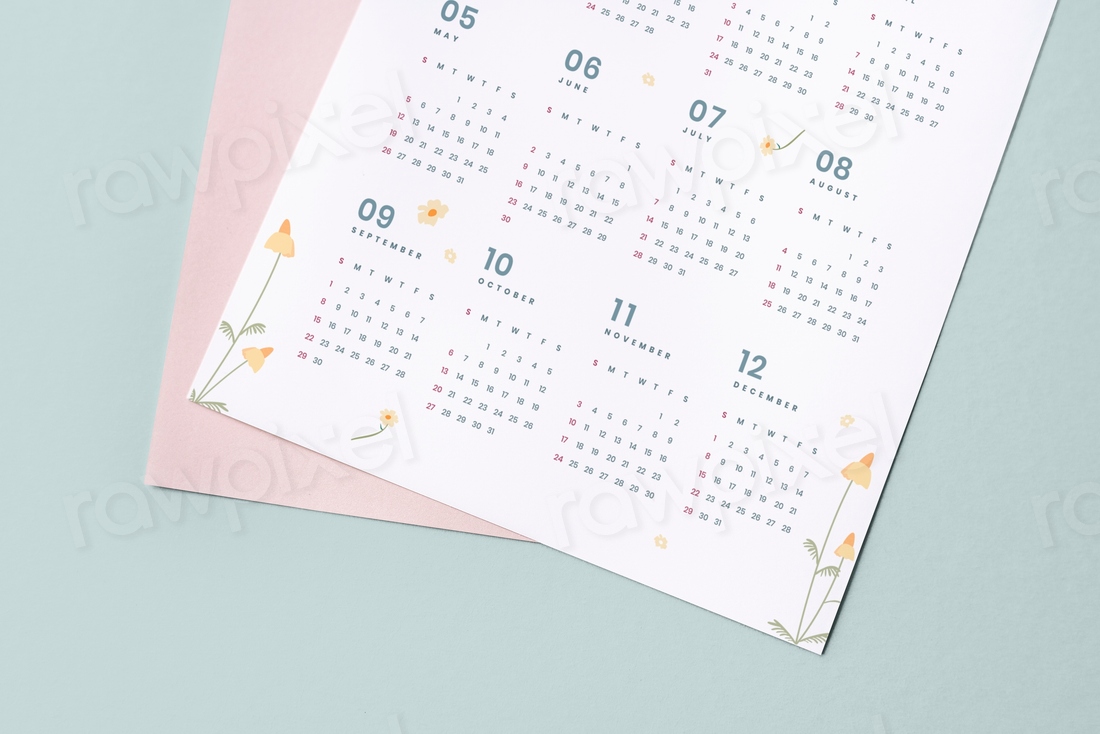 Floral calendar template mockup design | Premium PSD Mockup - rawpixel