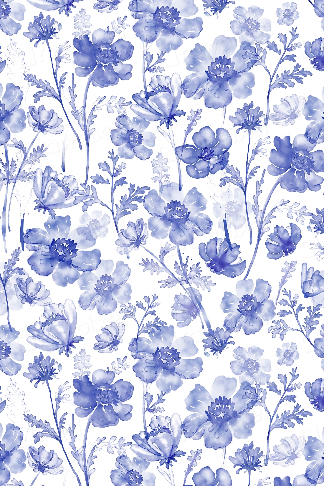 Floral background, aesthetic watercolor blue | Premium Photo ...