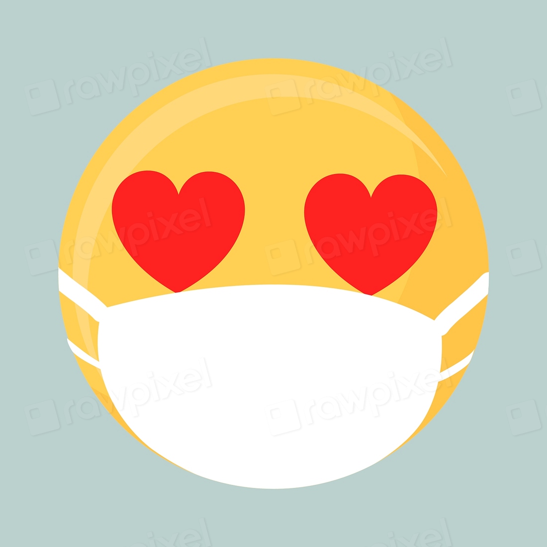 Hearteyes emoji wearing face mask Free PSD rawpixel