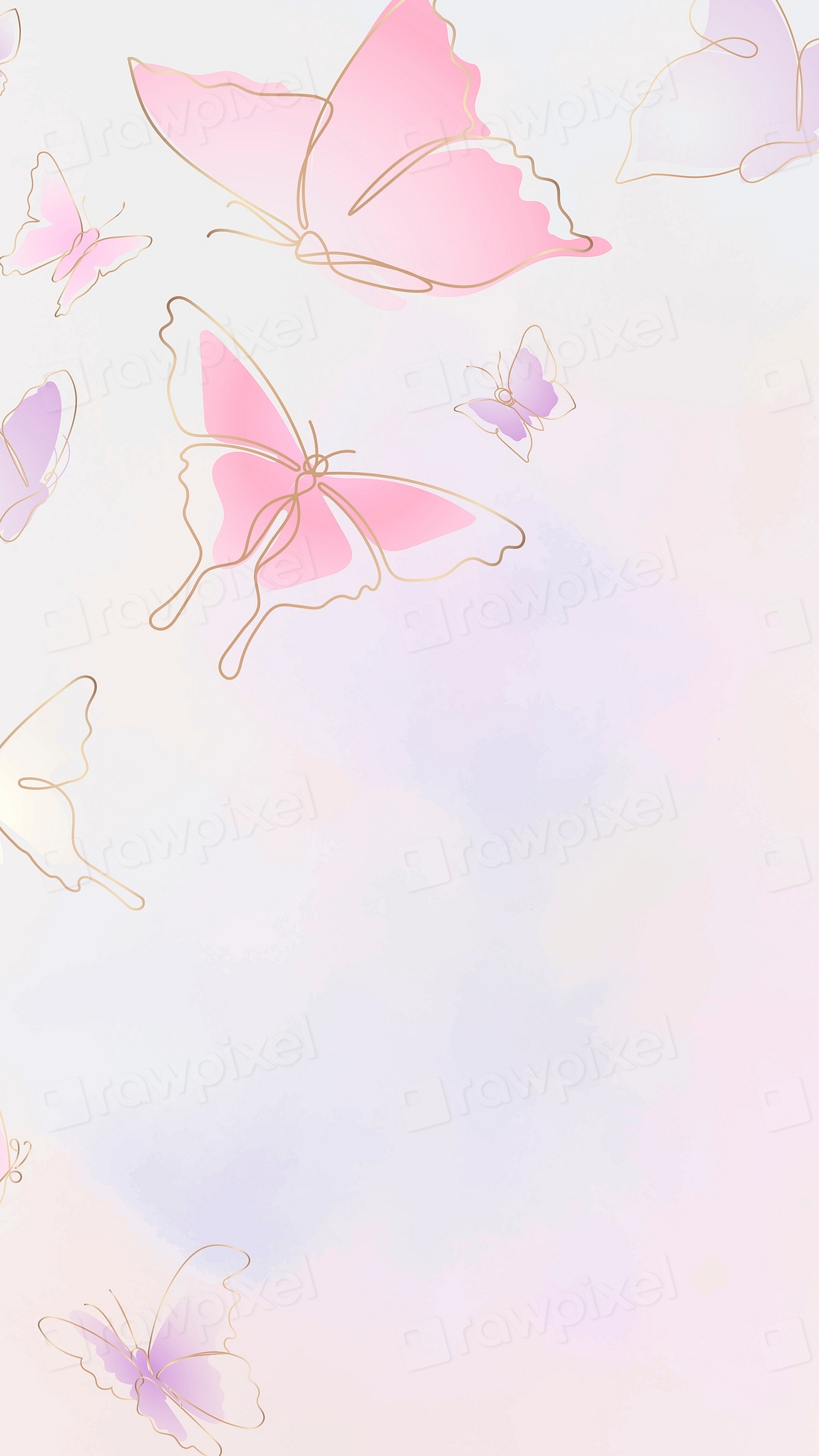 Butterfly phone wallpaper, pink aesthetic | Premium Vector - rawpixel