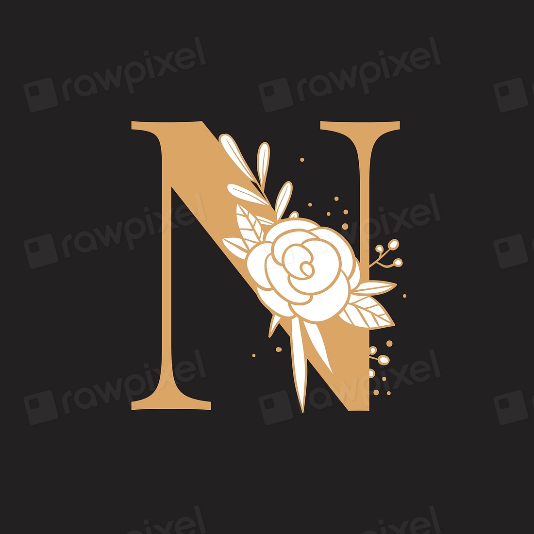 Botanical capital letter N vector | Premium Vector - rawpixel