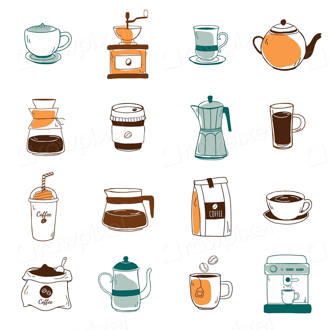 Set Coffee Shop Theme Icons 