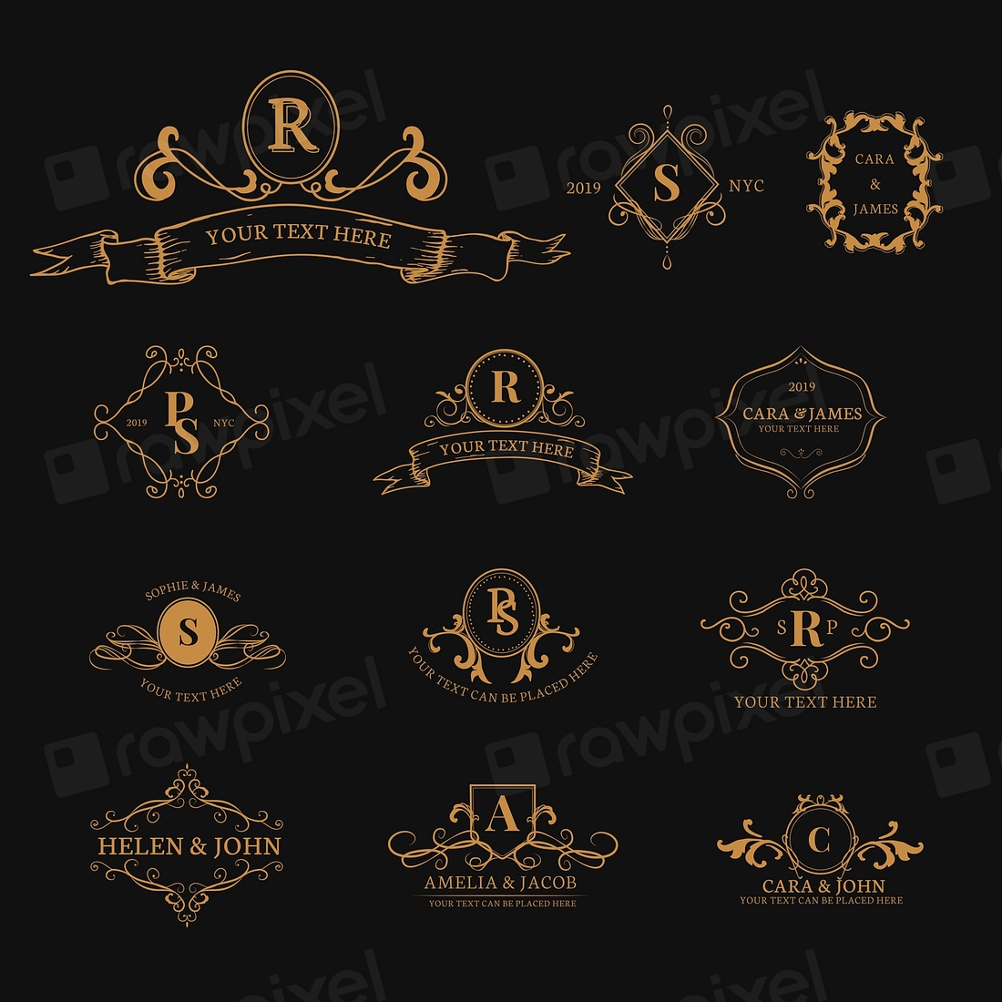 Vintage baroque badge design set | Premium Vector - rawpixel