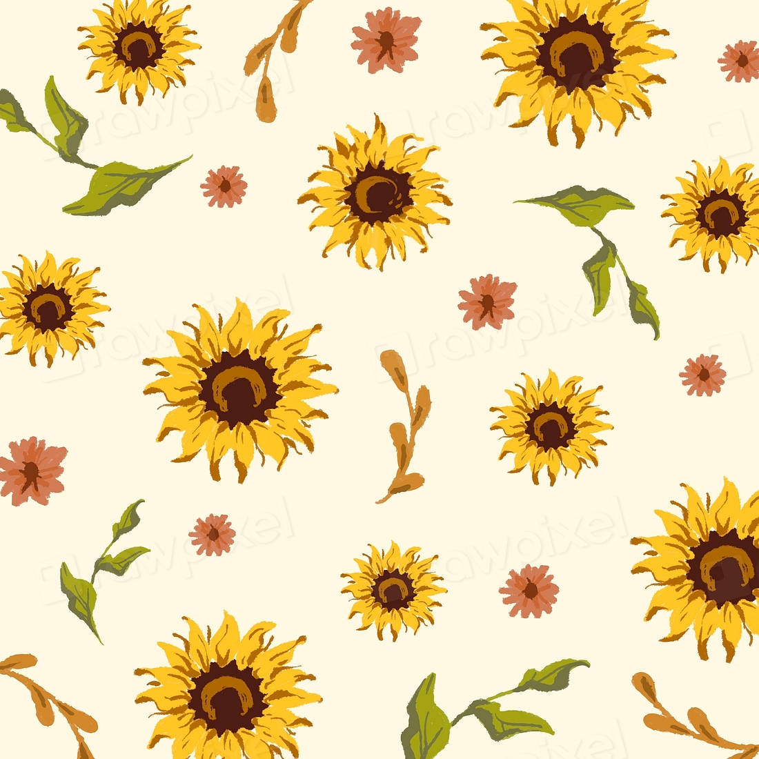 Sunflower pattern beige background | Free Vector - rawpixel