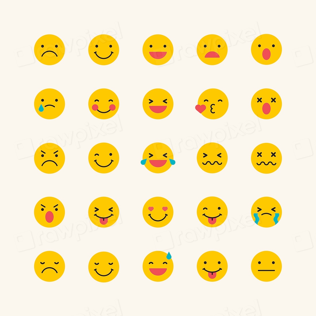 Round yellow emoticon set isolated | Premium Vector - rawpixel