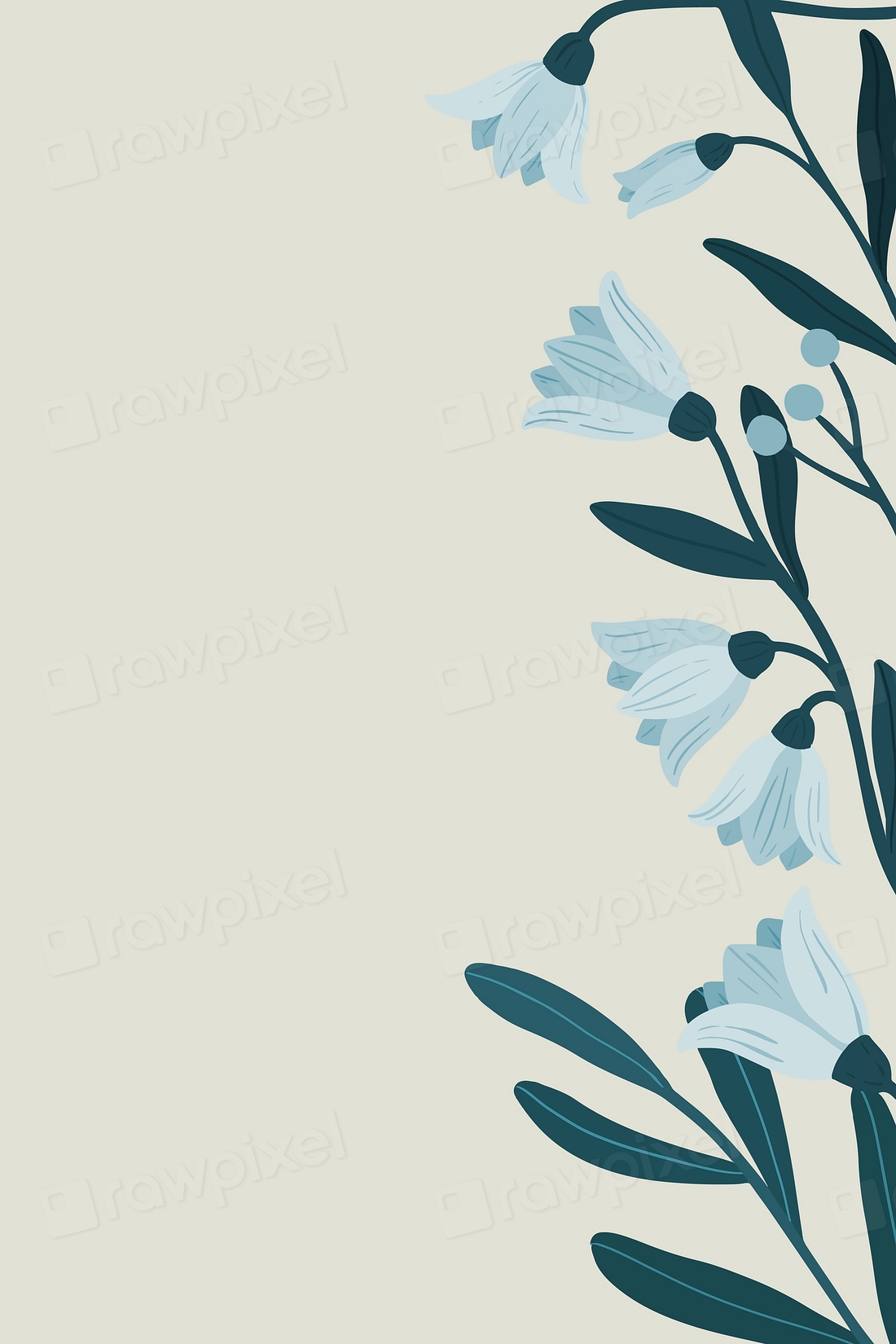 Blue Botanical Copy Space On A Gray 