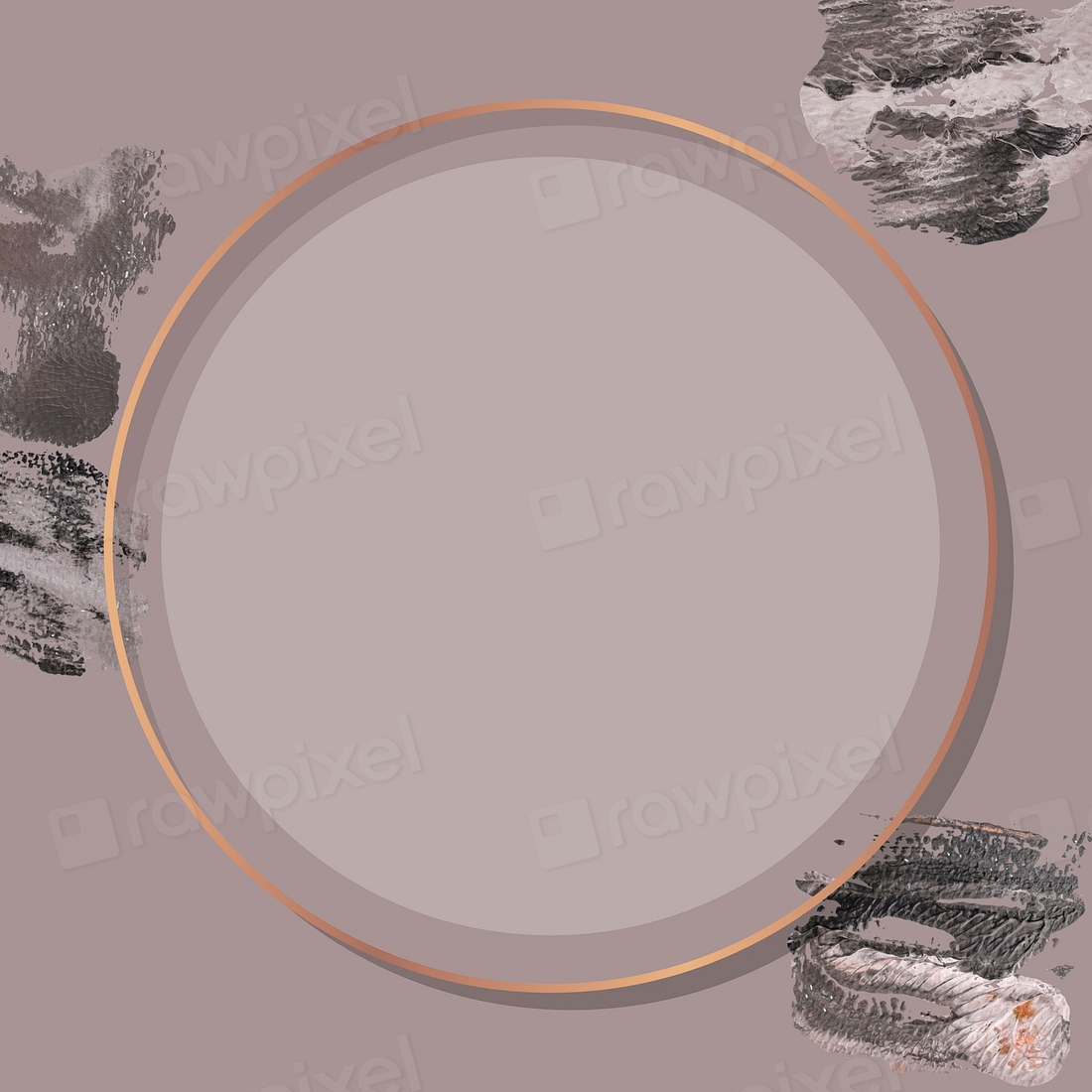 Round bronze frame with paintbrush Premium Vector rawpixel