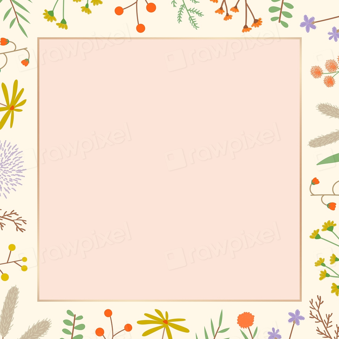 Doodle nature patterned frame vector | Premium Vector - rawpixel