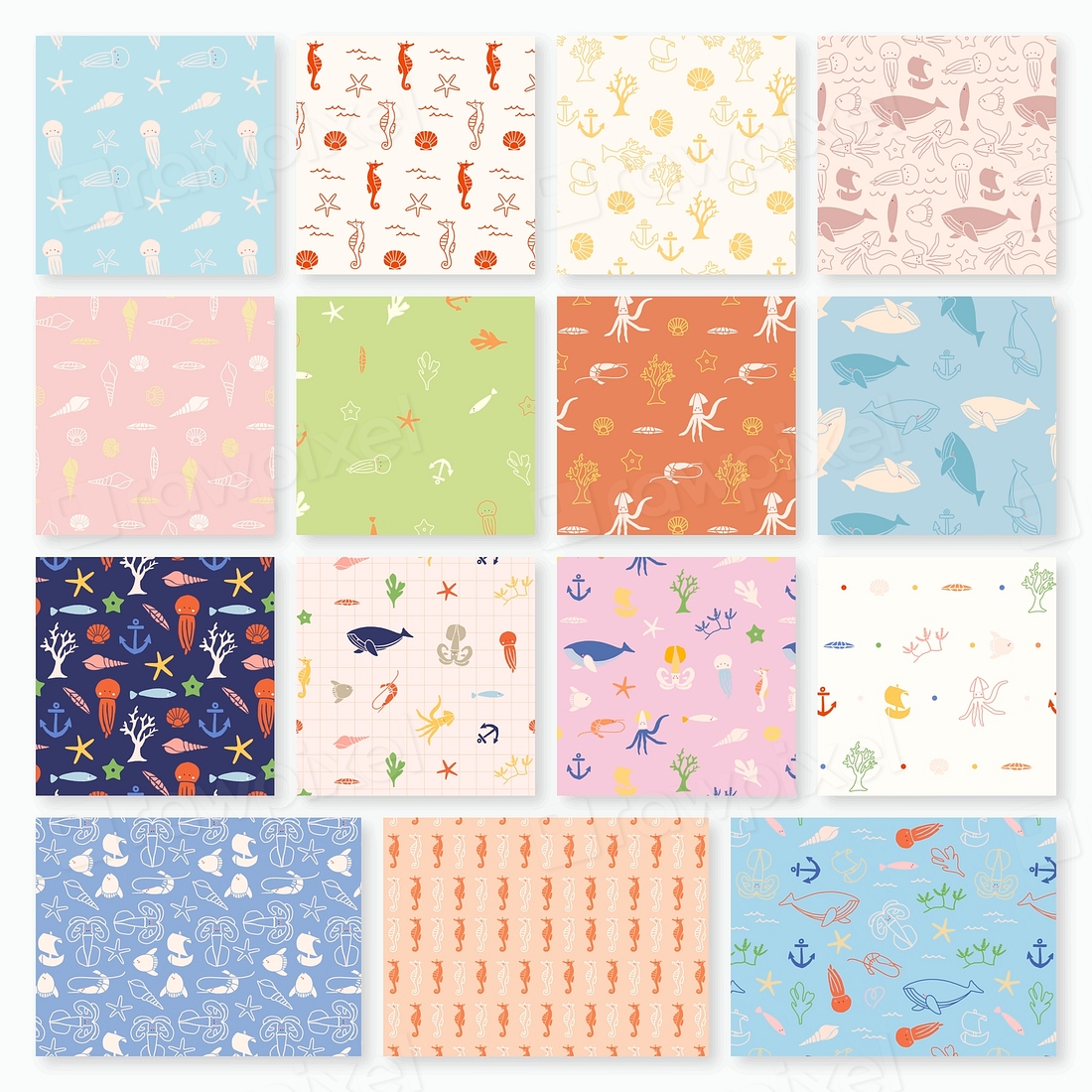 Underwater animals seamless pattern collection | Premium Vector - rawpixel