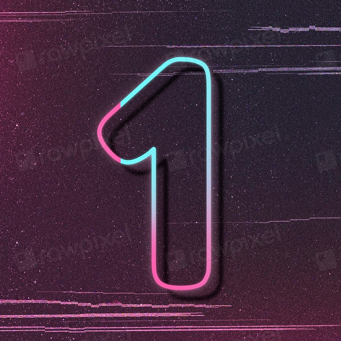 Pink neon glow number 1 | Premium PSD - rawpixel