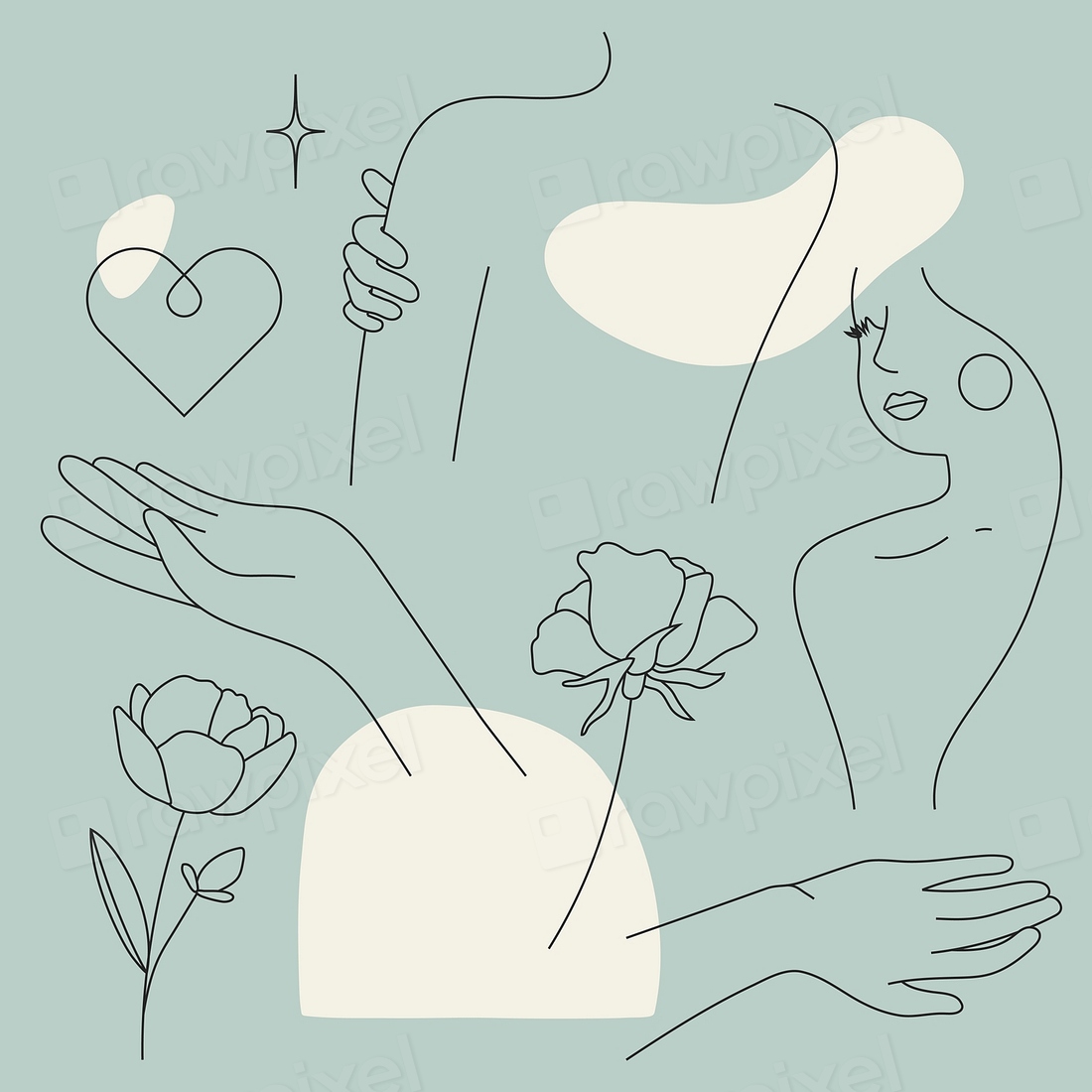 Feminine Line Art Collection Vector 